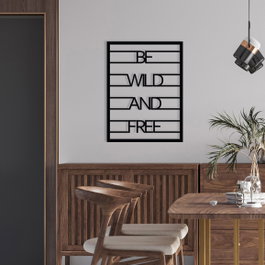 Wallity Be Wild And Free Escultura de Pared de Metal Negra